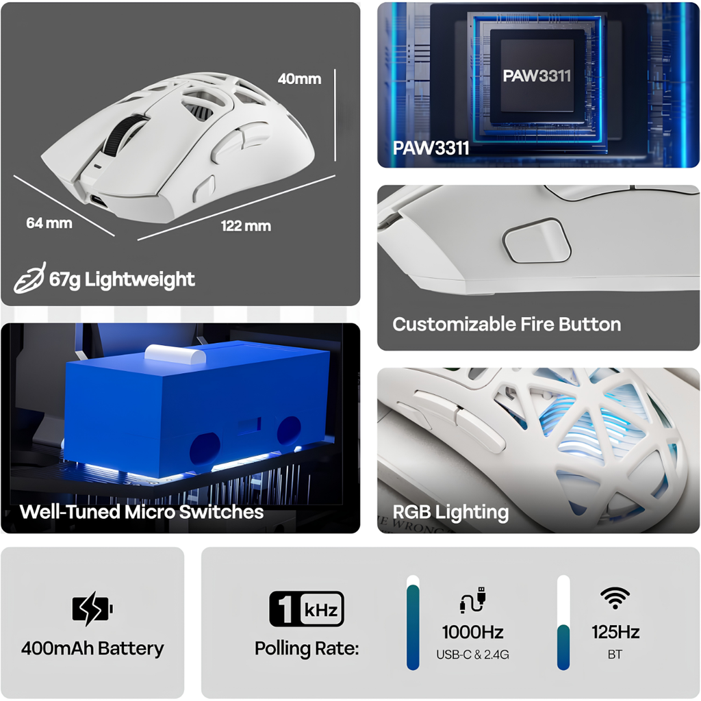 Elvoryx PulseCore™ Pro Wireless Gaming Mouse